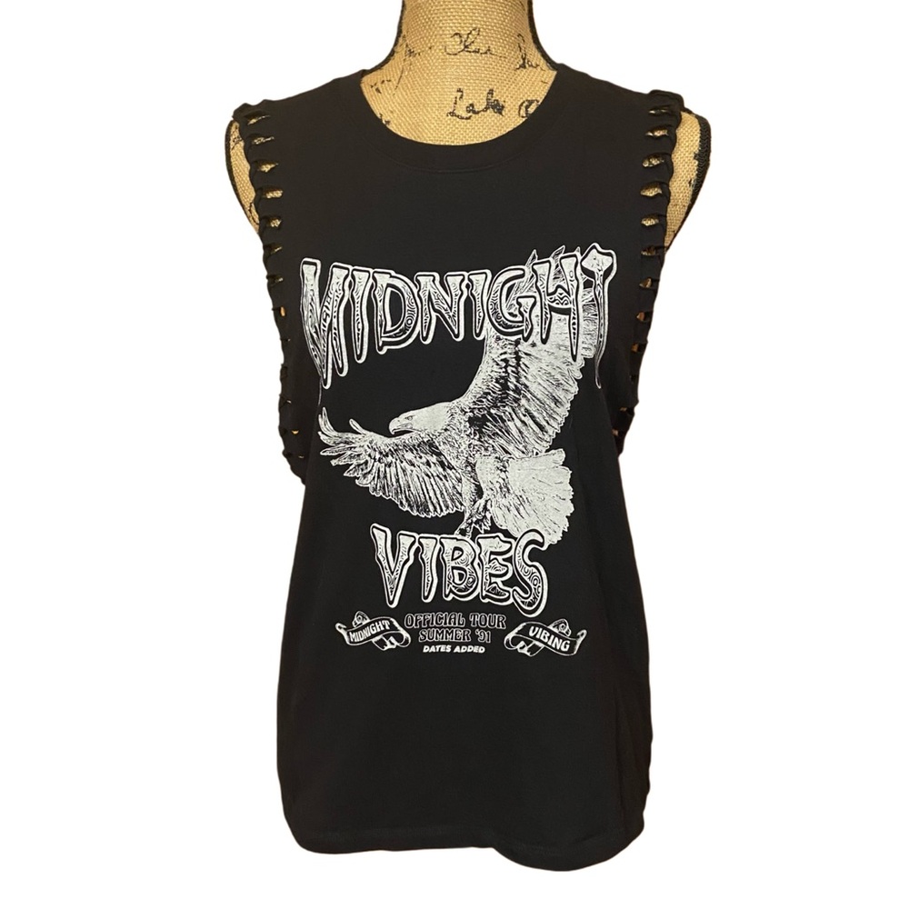 Forever 21 Midnight Vibes Black Tour Muscle Tee Size S